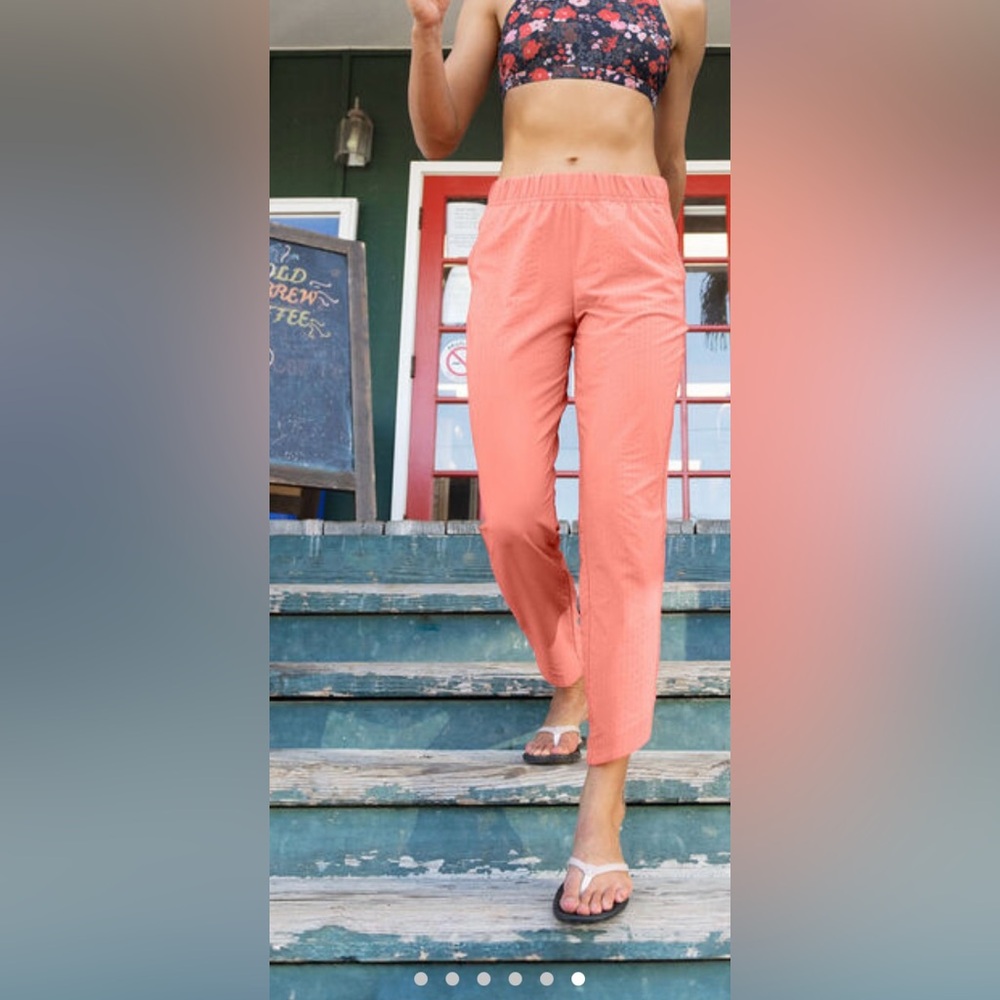 Title Nine Orange Straight Leg Pants High-Waisted